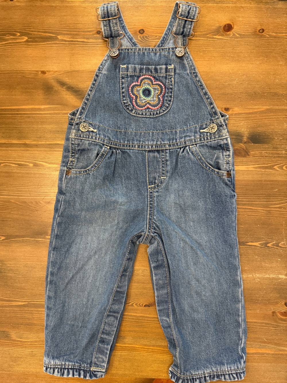 Vintage Oshkosh Flower Power Denim Overalls (12M)